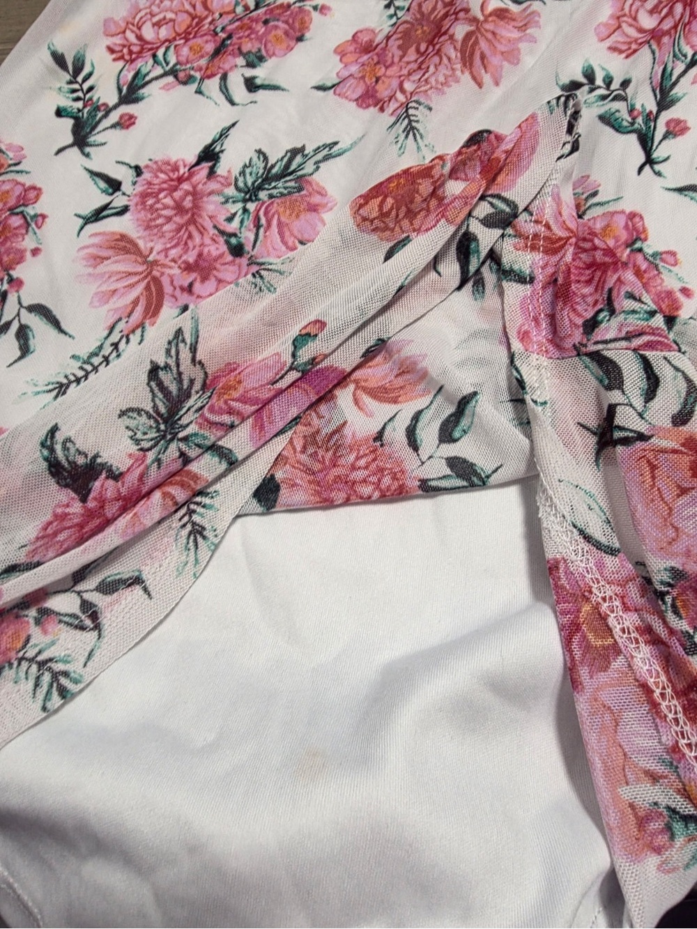 Pink Floral Crewneck Short Sleeve Mini Dress by - Picture 9 of 11